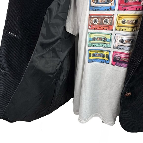 VTG 90s Whimsi Goth Academia Corduroy Campus Blazer Women’s 16 Black - Picture 6 of 9